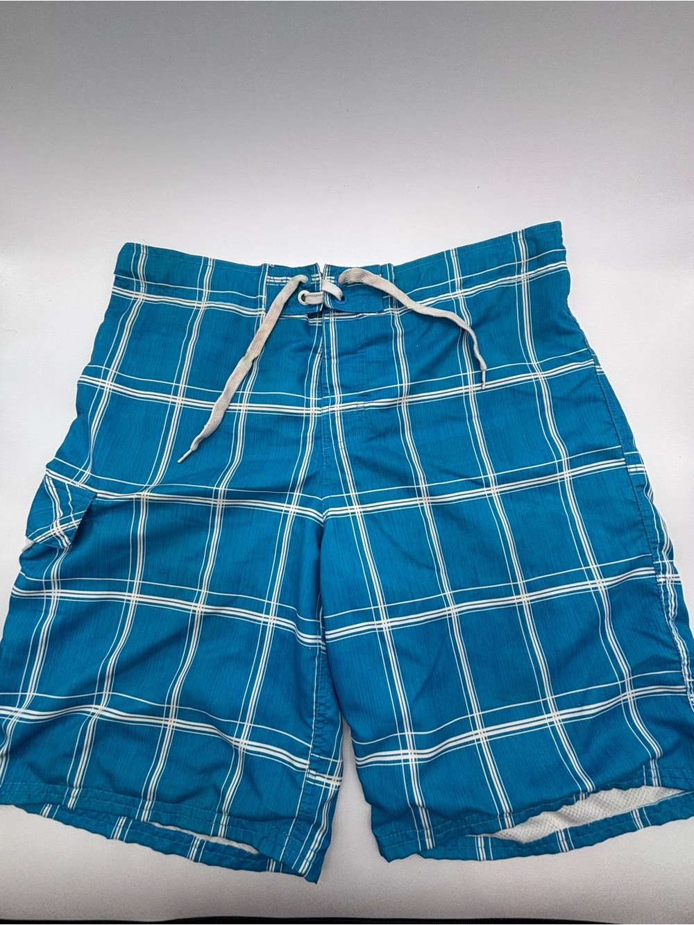 OP Men's Teal Plaid Swim Board Shorts